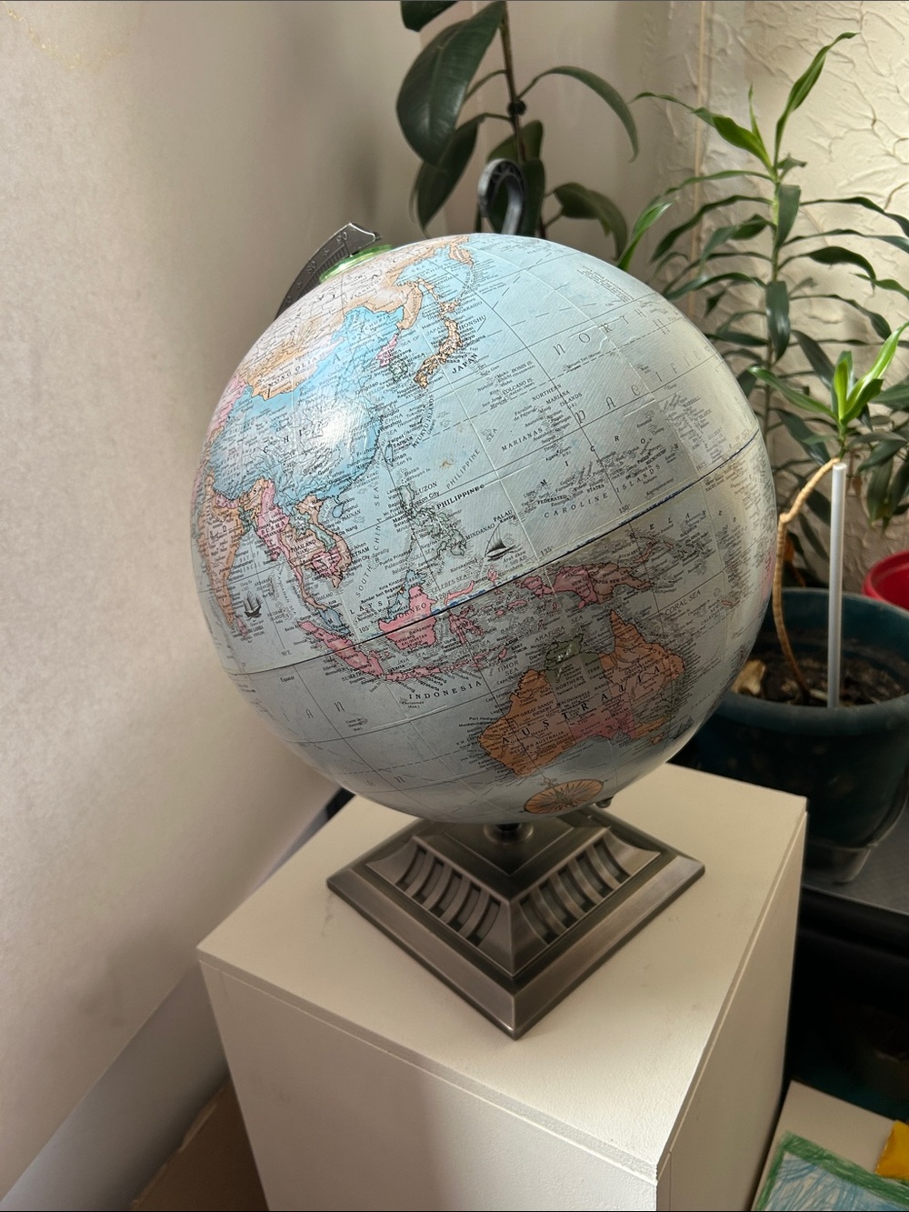 Replogle 12” World Classic Decorative Blue and Cream World Globe on Silver Stand